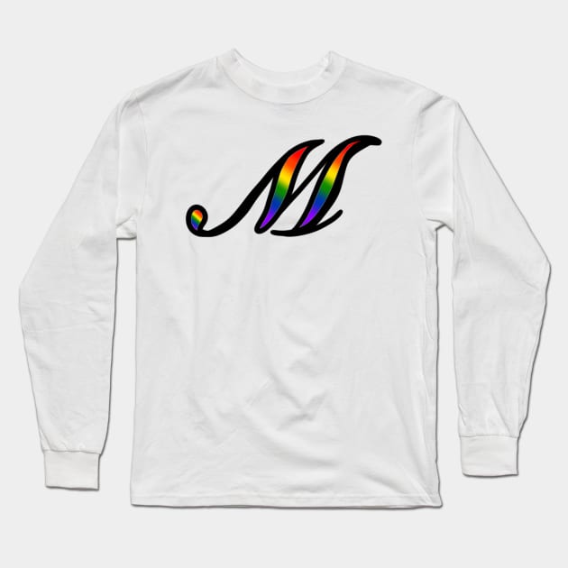 Rainbow Cursive Letter M Long Sleeve T-Shirt by JennaBunnies